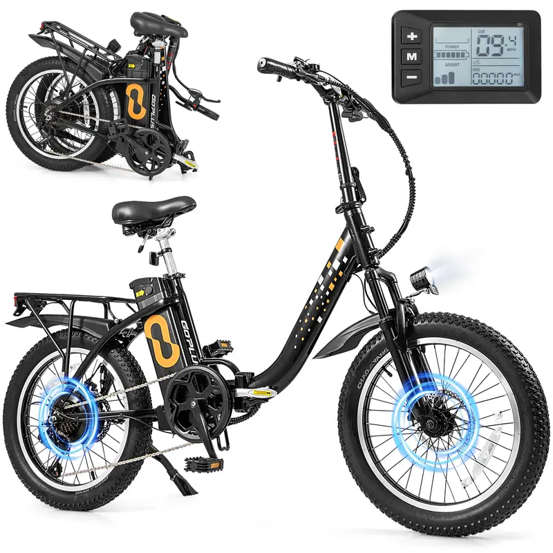 Adult Folding Electric Bike – 20″ Fat-Tire Ebike with 750W Brushless Motor (850W Peak)