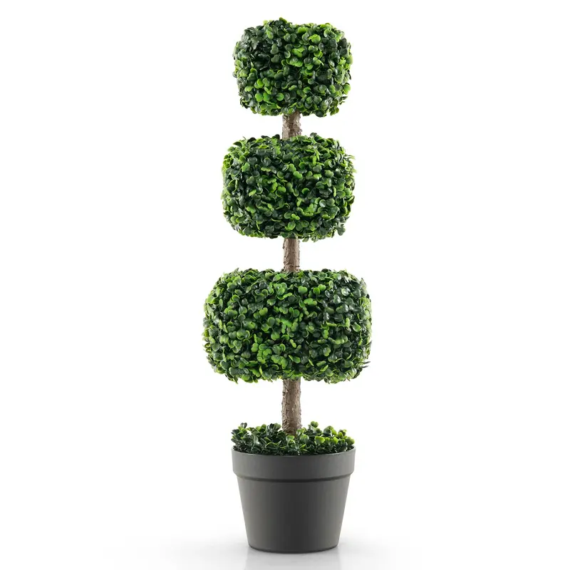 35-Inch Artificial Boxwood Topiary – Lifelike Greenery for Entryways or Patios
