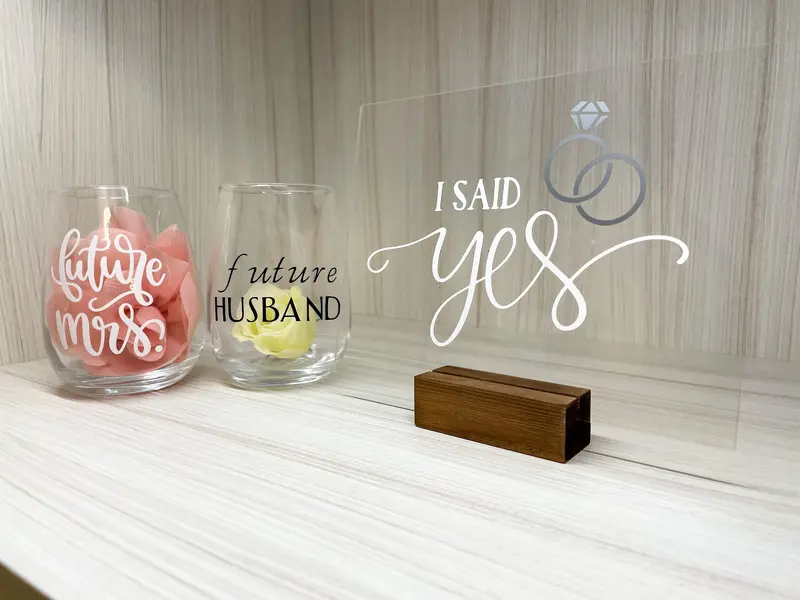 I Said Yes Acrylic Display Sign for Bridal Celebrations