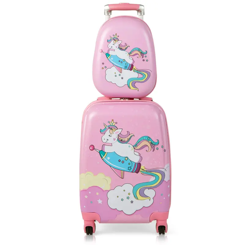 Pink Kids’ Carry-On Luggage Set: 12″ and 18″ Spinner Suitcases