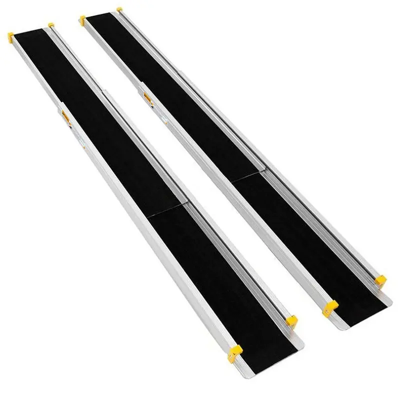 Adjustable Aluminum Wheelchair Ramp Set – Lightweight Portable Access Ramp with Non-Slip Surface for Doors and Steps