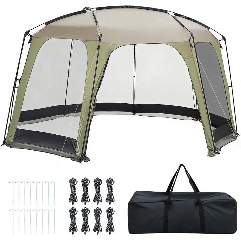 12.5′ x 11.7′ Mesh Screen Tent – Zippered Entry, Ventilated Design, Includes Carry Bag