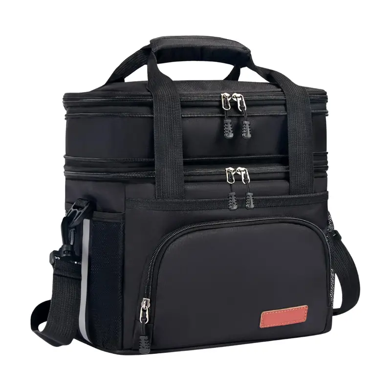 16L Dual-Compartment Insulated Lunch Bag with Adjustable Shoulder Strap