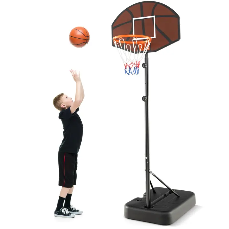 Compact Portable Basketball Hoop – Low-Profile 5.6–6.5 ft Adjustable System with Reinforced Backboard
