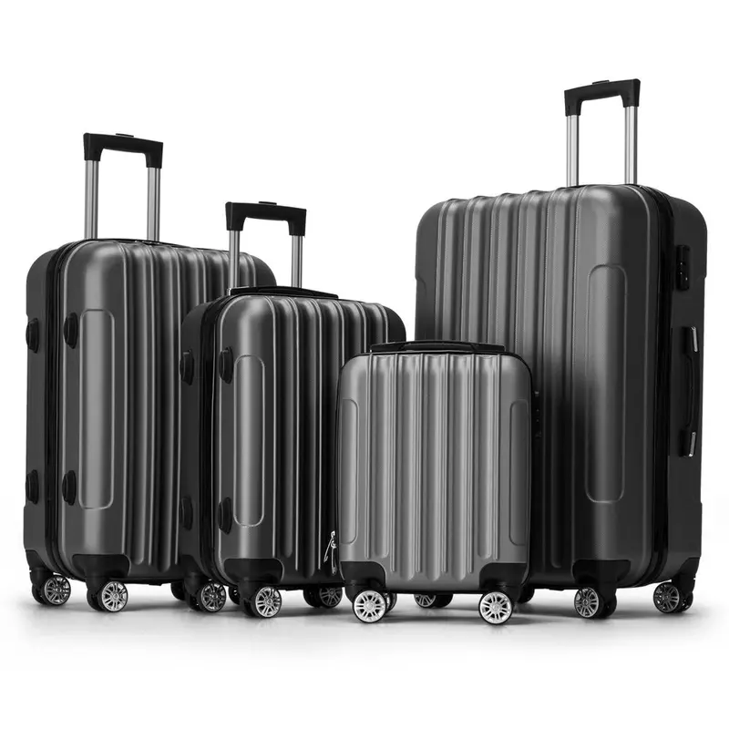 Zimtown 4-Piece ABS Luggage Set – TSA-Approved Hard Shell Suitcases (16″–28″), Rose Gold/Black/Dark Gray