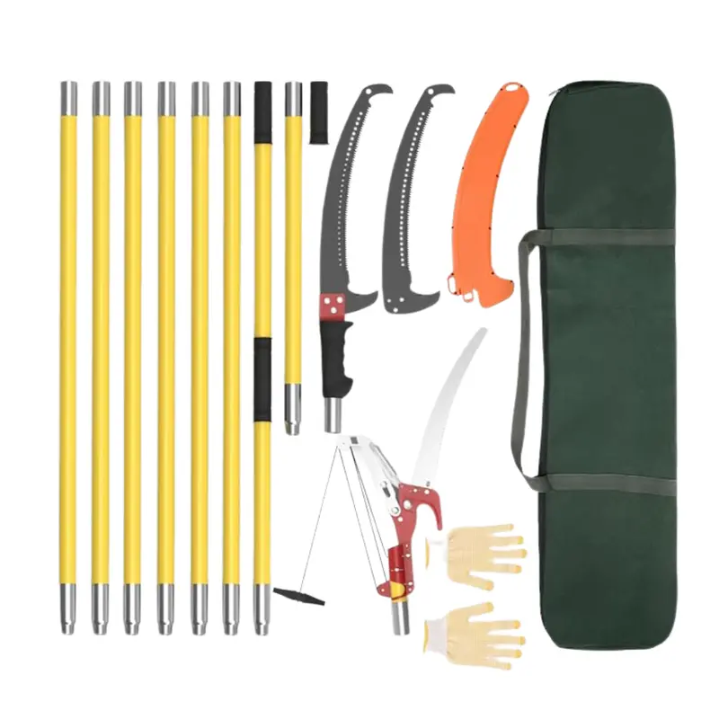Telescoping Pole Pruner with Integrated Saw for Safe High-Branch Trimming
