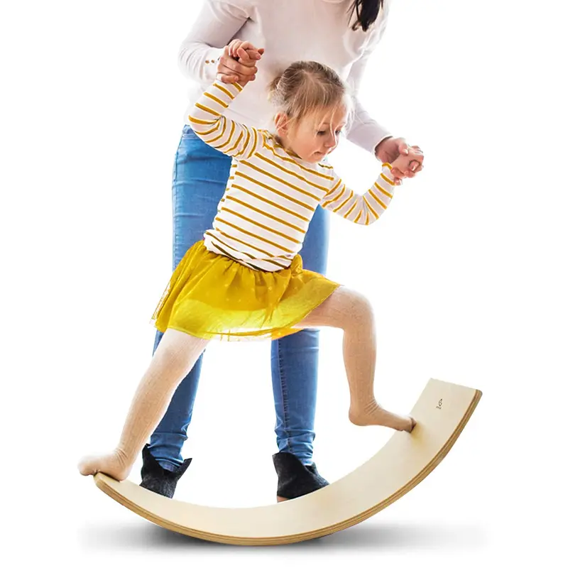 Curved Wooden Balance Board – Wobble Training Tool for Core Stability & Coordination