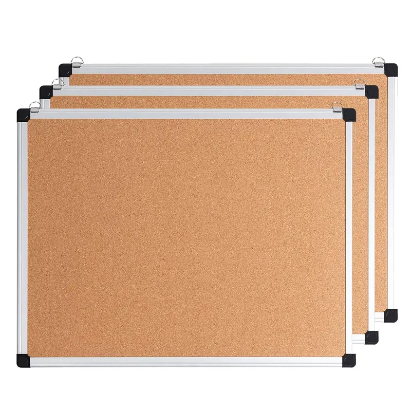Aluminum-Framed Cork Bulletin Board – 18×24 Inch, 3-Pack Set