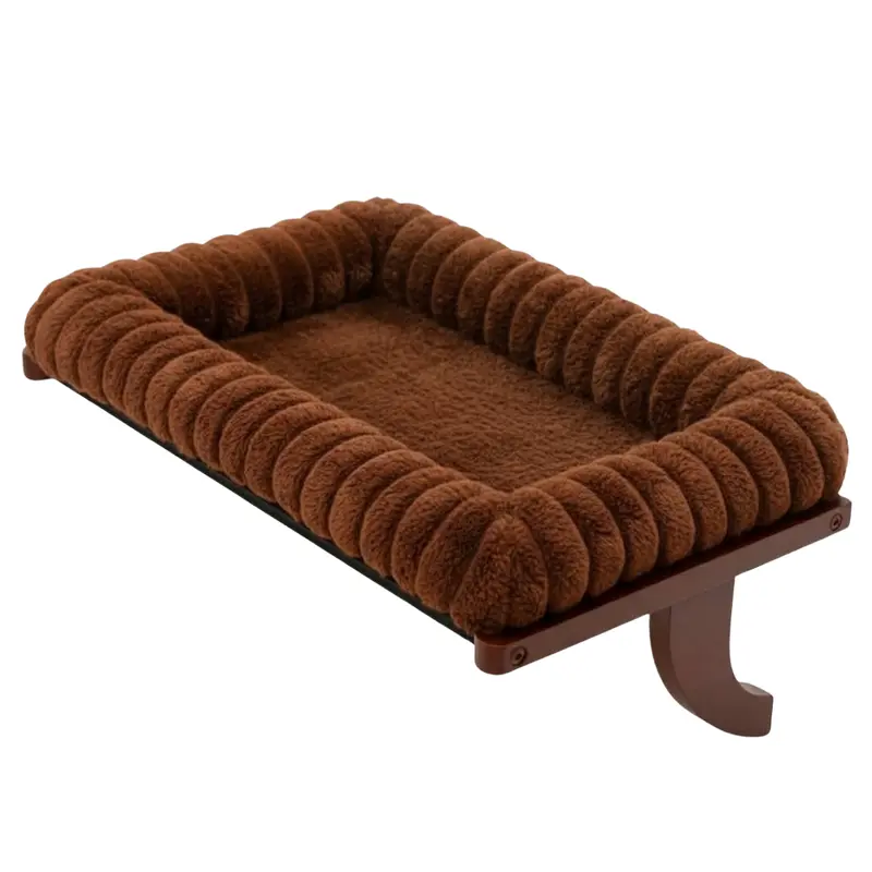 Wood-and-Metal Cat Window Perch – Zippered Cushion & Sill-Mount Design