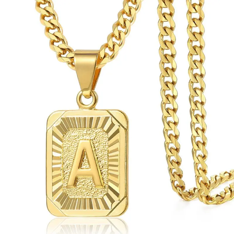 Personalized Letter Pendant on Cuban Chain – Customizable Initial Necklace with Bold Link Design