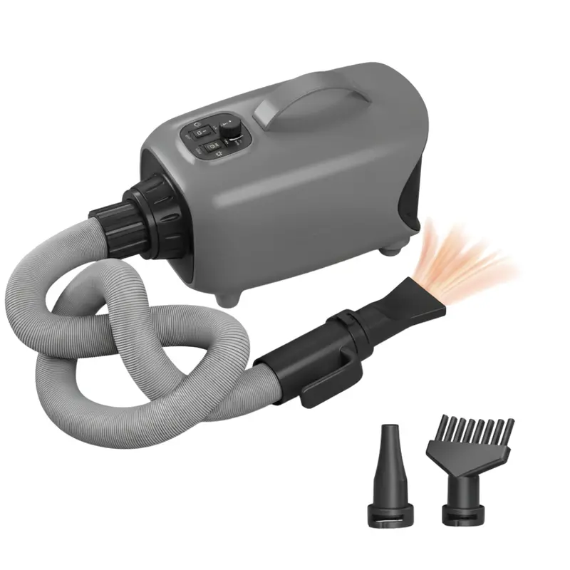 Professional-Grade Pet Hair Dryer – 3 Heat/Speed Settings & Interchangeable Nozzles