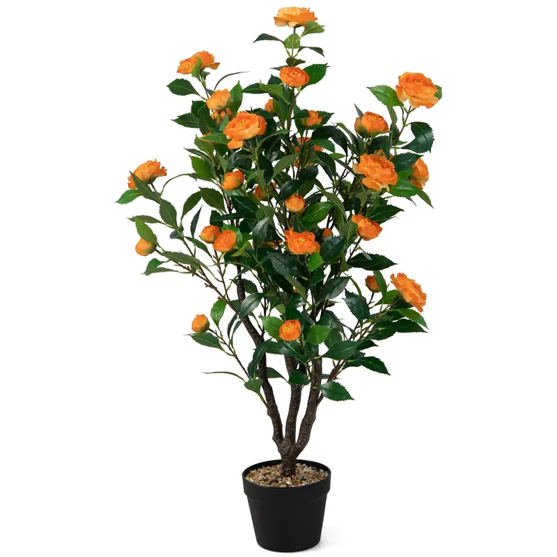 40-Inch Artificial Camellia Tree – Lifelike Faux Flower Plant for Indoor or Patio Decor
