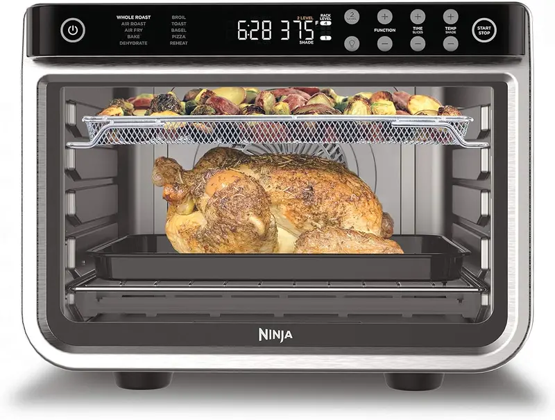 10-in-1 Digital Air Fryer Toaster Oven – XL Convection Countertop Oven with Built-in Thermometer & Stainless Steel Finish