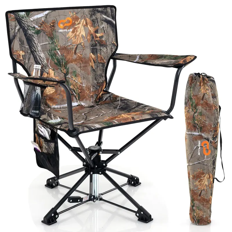 Swivel Hunting and Camping Chair for Adults – Includes Cup Holder and Carry Bag