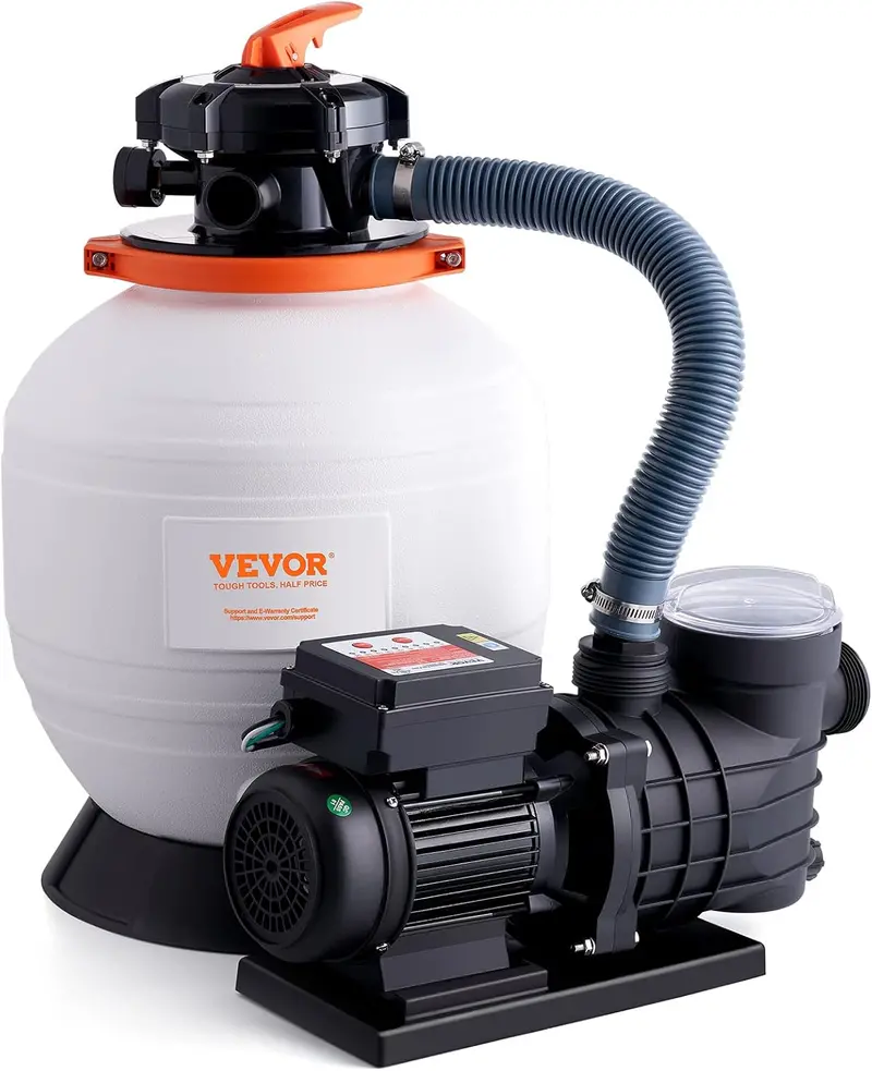16-Inch Sand Filter Pool Pump System – 1 HP, 3500 L/min, 6-Way Valve & Filter Basket for Residential or Commercial Pools