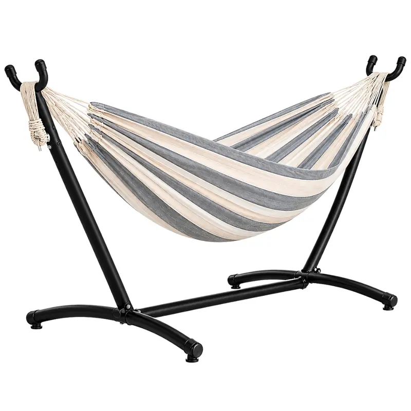 Outdoor Double Hammock System with All-Metal Stand, 450-Lb Load Rating, and Yard-Friendly Design