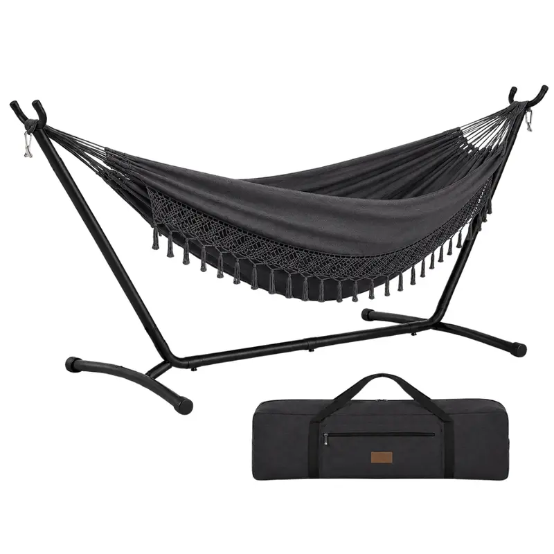 Two-Person Hammock with Portable Steel Stand, 450-Pound Weight Limit, and Compact Carry Pack