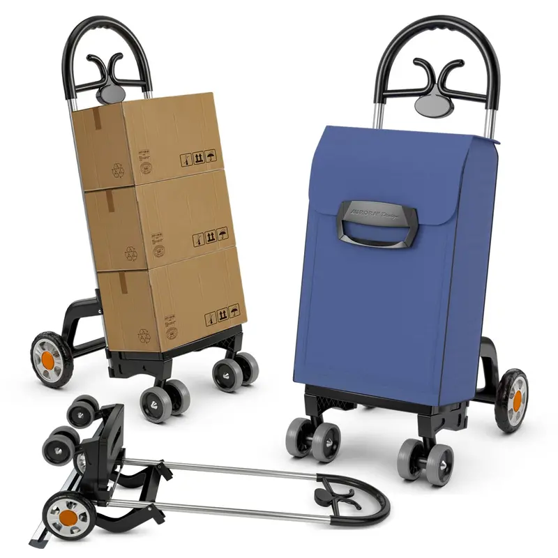 6-Wheel Heavy-Duty Folding Grocery Cart, Expandable Shopping Trolley with Reinforced Frame